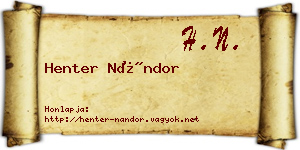 Henter Nándor névjegykártya